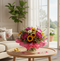 Artikel Blumenmanschette rund 38 cm pink Kunststoff für Blumensträuße