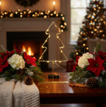 Artikel Weihnachtsbaum-Silhouette Metall 37cm 60 LEDs Warmweiß für Innen