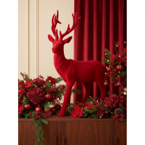 Artikel Dekofigur Hirsch stehend 85cm rot beflockt Kunststoff
