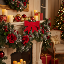 Artikel Dekoschleifen Rot mit Clip, 11 cm, 4 Stück, für Weihnachtsdekoration