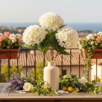 Artikel Hortensie künstlich langstielig 60cm cremefarbene Blüte