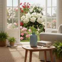 Artikel Künstliche Rose Weiß Langer Stiel 62cm 12 Stück