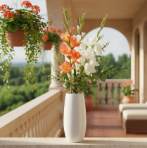 Artikel Künstliche Gladiole aus Seidenstoff 88cm Orange-Gelb