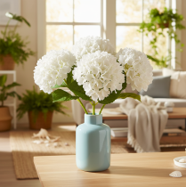 Artikel Künstliche Hortensie mit langem Stiel 48cm Weiß für Wohnraumdekoration