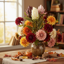 Artikel Protea Kunstblumen Leucadendron 65cm 3er-Set in Creme, Bordeaux und Rosa