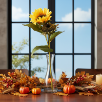 Artikel Sonnenblume künstlich 58cm mit Blättern und Blüten gelb-grün 3 Stiele