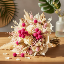 Artikel Craspedia Trockenblumen Bund 55 cm Pink 20 Stiele für Wohn- und Tischdekoration