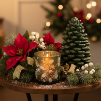 Artikel Glas-Windlicht mit Tannenzweig-Motiv, 8 cm, 2er-Set
