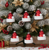 Artikel Weihnachtskugeln aus Glas Nikolausmütze 8cm Rot-Weiß 6er-Set