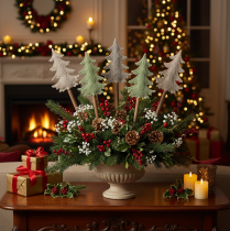 Artikel Deko-Tannenbaum auf Holzstab 45cm 6er-Set grün-grau