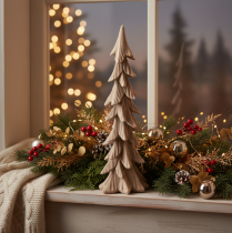 Artikel Deko Tannenbaum Kunststoff braun beflockt 44cm