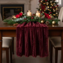 Artikel Samtband Tischläufer Crushed Velvet 25 cm x 2 m Bordeauxrot