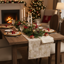 Artikel Tischläufer Polyester Schleifenmuster Beige Gold 35x120cm 2 Stück
