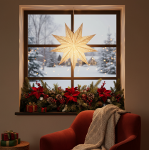 Artikel Weihnachtsstern LED Papier Warmweiß 38 cm für Innenbereich