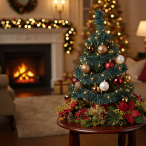 Artikel Lametta Weihnachtsgirlande 3m mit 60 LED warmweiß und Timer für Innen und Außen