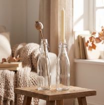 Artikel Deko-Glasflaschen Set 27cm, Transparent, 7cm Ø, 2 Stück
