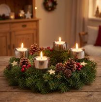 Artikel Teelichthalter zum Stecken für Adventskranz Silber Ø4cm 8 Stück