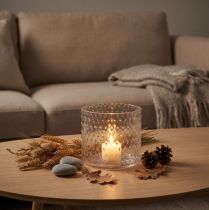 Artikel Windlicht aus Glas mit Ovale-Muster, Ø11,5cm, H9,5cm, transparent