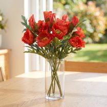 Artikel Künstliche Mohnblumen Rot 45 cm - Bund mit 3 Stängeln