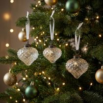 Artikel Weihnachtsschmuck aus Glas, Zwiebel-Form, Klar, Ø 5,5 cm, 9 Stück