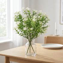 Artikel Kunstblumenstrauß Mittagsblumen aus Kunststoff und Metall, 26 cm, Weiß/Grün