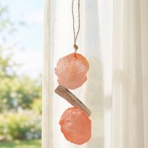 Artikel Wandhänger aus Capiz-Muscheln und Treibholz Orange 35cm