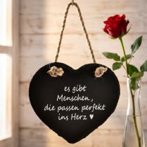 Artikel Schieferherz Hängedeko Schwarz mit Aufschrift 15,5 cm
