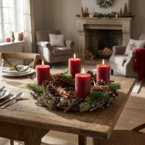 Artikel Deko-Kranz aus Holz und Eichenmoos Ø30cm Naturkranz Türkranz Adventskranz