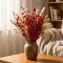 Artikel Kugelamarant Gomphrena Globosa rot Trockenblumen 45cm 100g für Dekoration