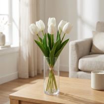 Artikel Weiße künstliche Tulpen 49 cm mit Real-Touch-Effekt, 5 Stück