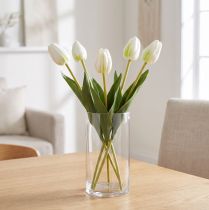 Artikel Künstliche Tulpen, Weiß, 40 cm, 5 Stück, für Wohnraumdekoration