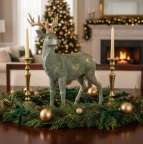 Artikel Hirschfigur stehend aus Polyresin Grün mit Gold 43 cm
