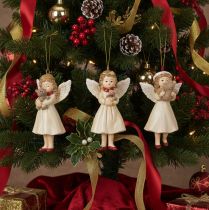 Artikel Deko-Engel Baumschmuck aus Polyresin, 10 cm, Beige/Weiß/Rot, 3er-Set