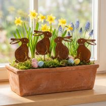 Artikel Gartendekoration Metall Osterhasen Figuren Rostoptik 7×9cm Blumendeko 6er Set