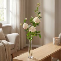 Artikel Künstlicher Rosenzweig Crème-Rosé 100cm mit Blüten und Knospen