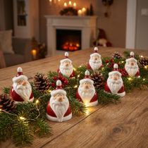 Artikel Keramik Weihnachtsmann Figuren Set, Rot-Weiß, 6,4 cm, 6 Stück