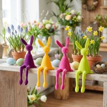 Artikel Hasenfiguren Kantenhocker mit samtiger Beflockung 28cm 4er-Set Bunt für Innen