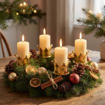 Artikel Kerzenhalter Krone Gold Metall 9cm für Adventskranz und Deko 4 Stück