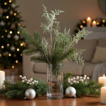 Artikel Künstlicher Farnzweig grün mit Glitzer 70cm für Winterdekoration