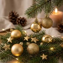 Artikel Mini Weihnachtskugeln Gold aus Kunststoff Ø3cm 14 Stück