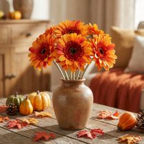 Artikel Künstliche Gerbera Blume Orange Ø11cm 50cm mit flexiblem Stiel