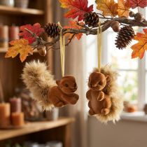 Artikel Herbstdeko Anhänger Eichhörnchen 6cm Braun Kunststoff mit Federschwanz 2er Set