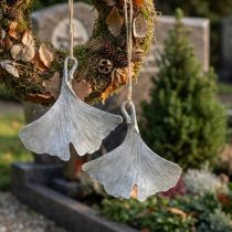 Artikel Grabschmuck Ginkgoblatt Hänger 10 cm Grau 3er-Set