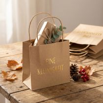 Artikel Beige Papiertüten 16x8 cm mit goldener Aufschrift „Eine Kleinigkeit“ 6er-Set