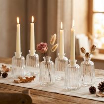 Artikel Dekoflaschen aus Glas, Mini-Vasen, Kerzenständer, H 11 cm, klar, 6 Stück