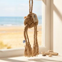 Artikel Hängedeko aus Jute mit Seemannsknoten, Muscheln und Schnecken, Ø 9 cm, 45 cm hoch, naturfarben