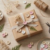 Artikel Deko-Knöpfe aus Holz Ø 2 cm in Creme, Rosa und Weiß, 210 Stück für Bastel- und Dekorationsprojekte