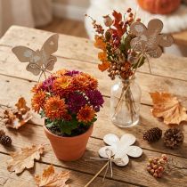 Artikel Blumenstecker Holz Schmetterling und Blume Naturfarben 9cm 12 Stück