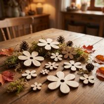 Artikel Streudeko Holzblumen Natur Braun Ø2-6cm 20 Stück
