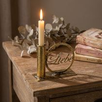Artikel Stabkerzenhalter Metall Gold Liebe 13×5×10,5cm Antik-Optik
